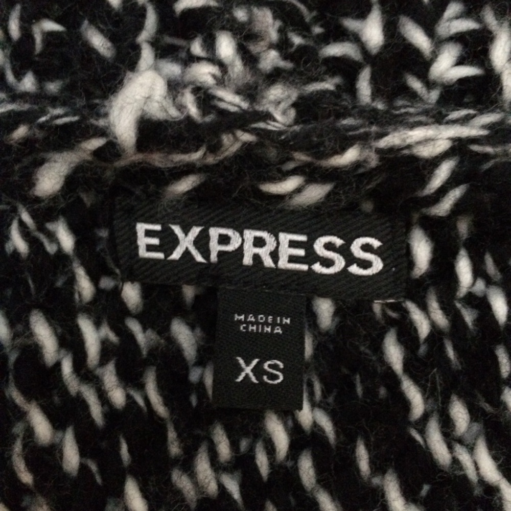 Express Black White Chunky Knit Cozy Cardigan XS - Picture 4 of 8